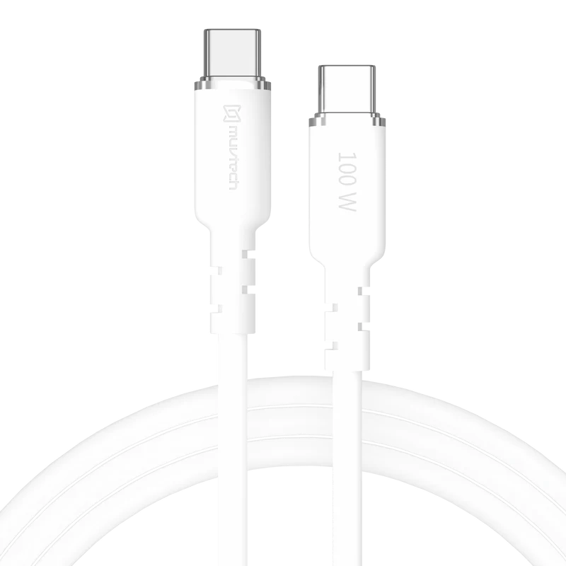 Muvtech Rapid Power 100W USB-C to USB-C Cable – Fast Charging Cable (White)