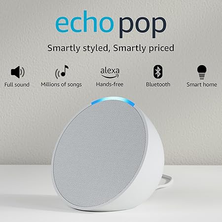 Amazon Echo Pop| Smart speaker with Alexa and Bluetooth