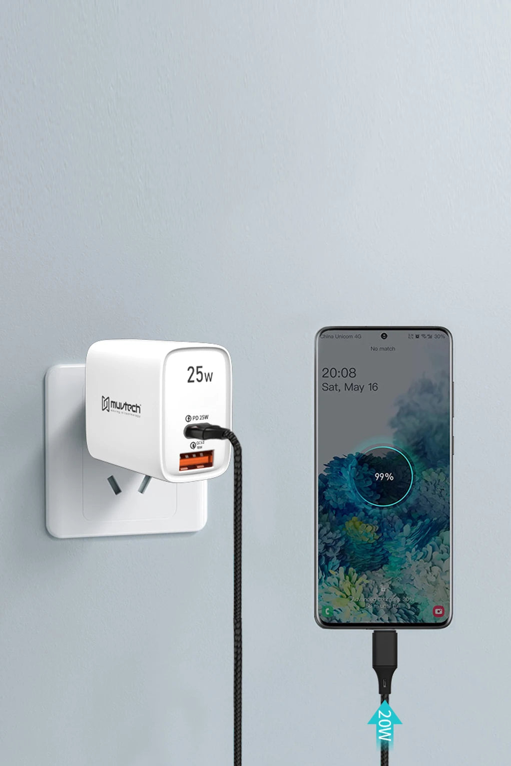 Muvtech Air Light Pro PD25W Charger – USB-C Fast Charging Adapter