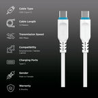 Stuffcool Tug Type USB to Type C (1.2M) Cable (Sync & Charge, White)