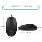 HP M10 Wired Mouse with 3 Buttons High Definition 1000DPI Optical Tracking (Black)