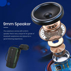 Portronics Harmonics Klip 4 Retractable Bluetooth Music & Calling Earphone with Long Playtime, Vibration Prompt (Green)