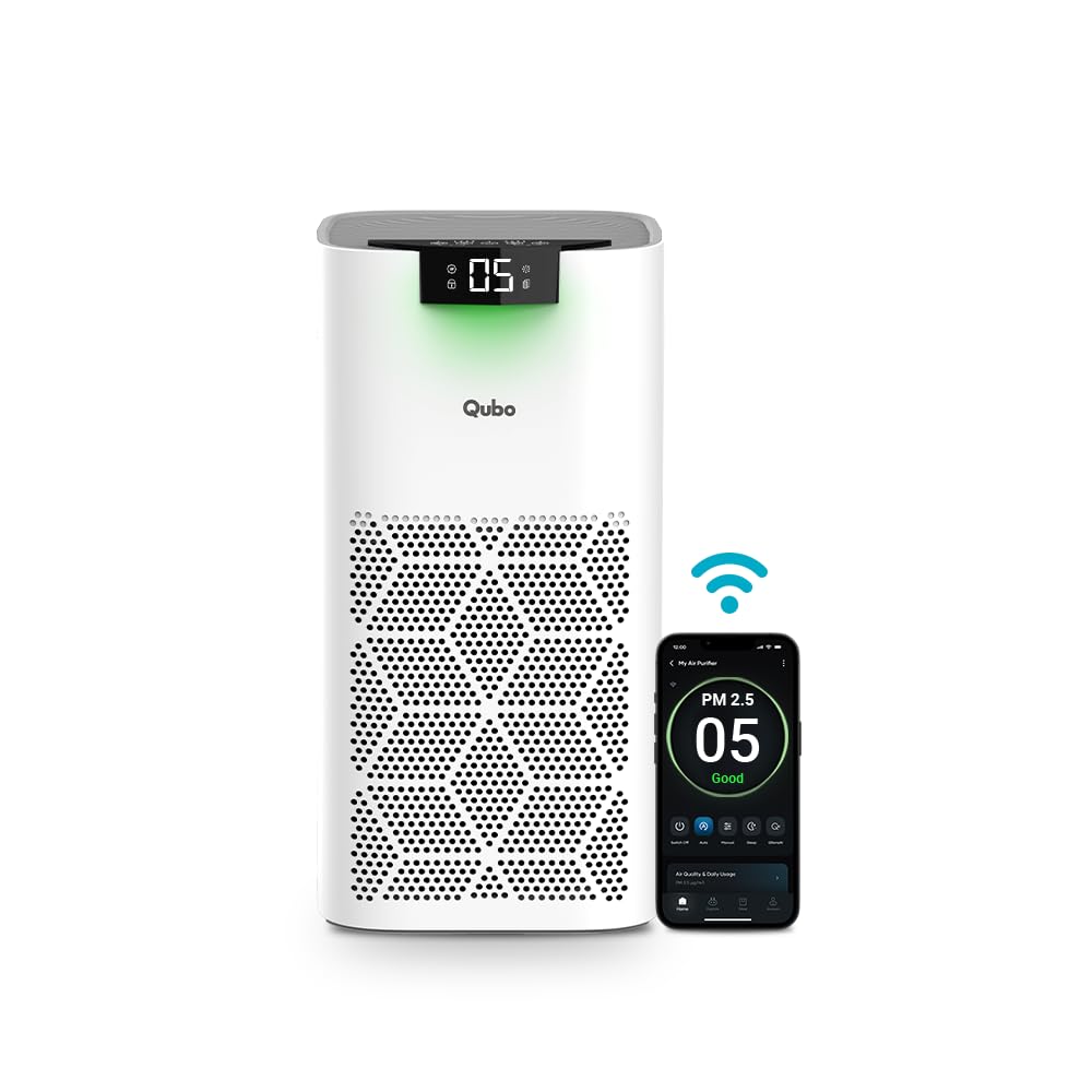 Qubo Smart Air Purifier Q500 for Home by Hero Group | 500 Sq Ft | 99.99% Allergen Removal | True HEPA13 | 9000 Hrs Filter Life | App & Voice Control
