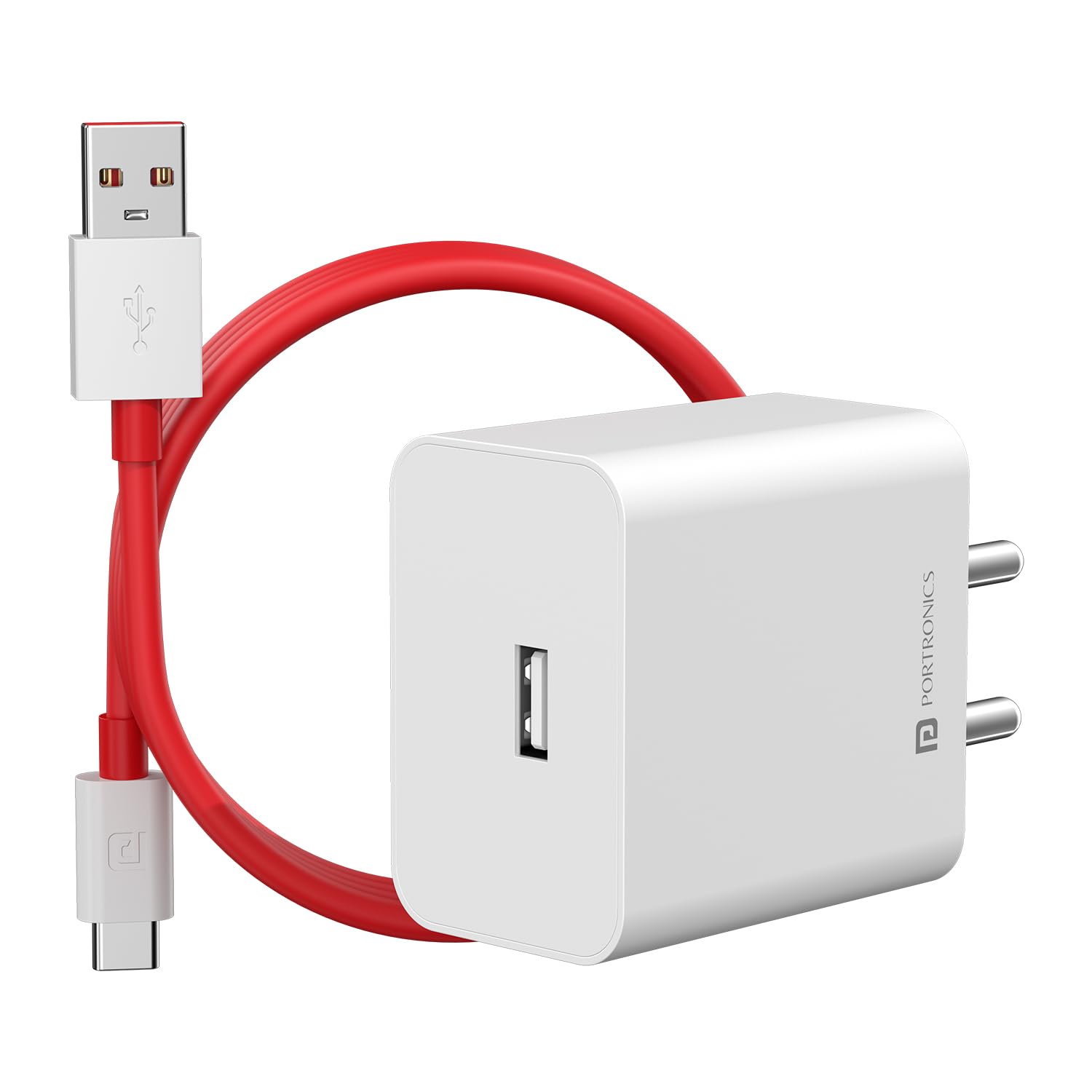 Portronics 35W Adapto 35A USB-A Fast Charging Adaptor with 1M Charging Cable, Support VOOC Charging
