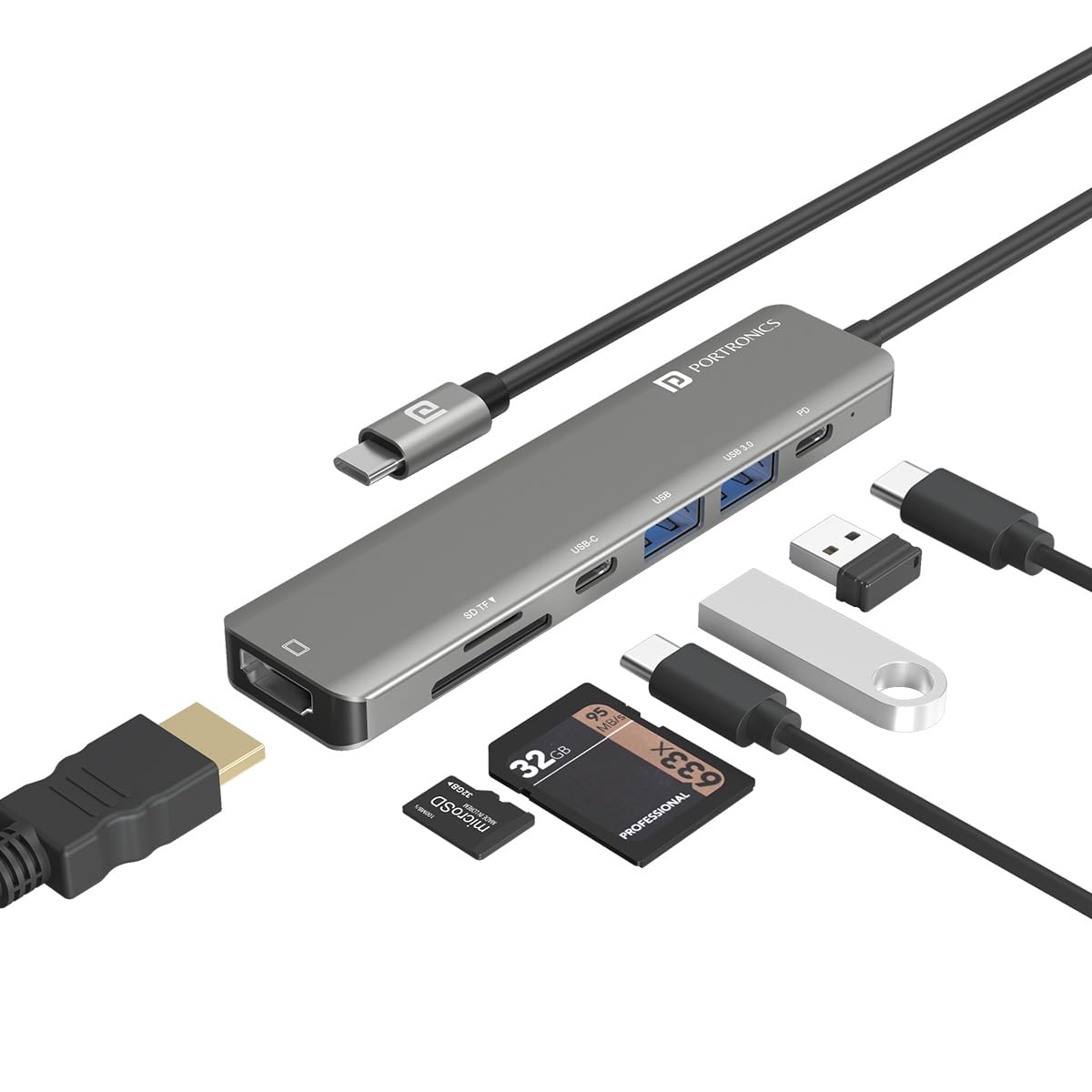 Portronics Mport 52 USB C Hub Dock (7-in-1)