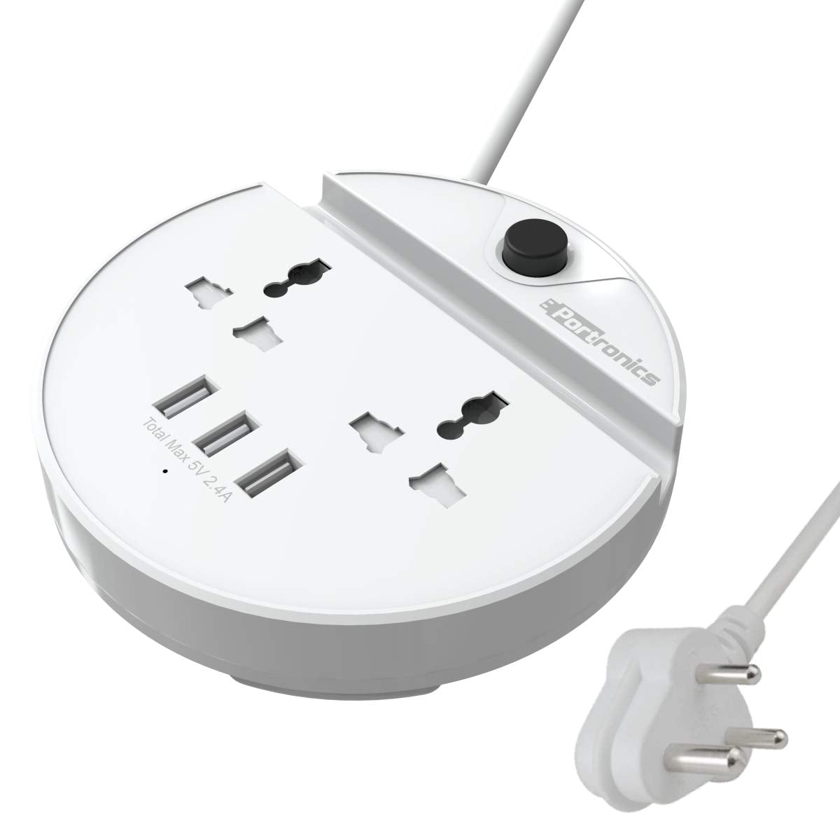 Portronics Power Bun Extension Board with 2 Universal Sockets & 3 USB Ports