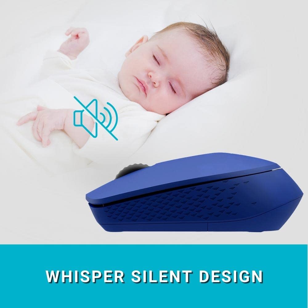 Rapoo M100 Ultra Silent Wireless Mouse With Bluetooth Multi-Device Connectivity Upto 3 Devices, Ergonomic Design, 1300 DPI & 10 Meter Range for PC/Laptop/Macbook/Tablet Phones, 3 Years Warranty - Blue