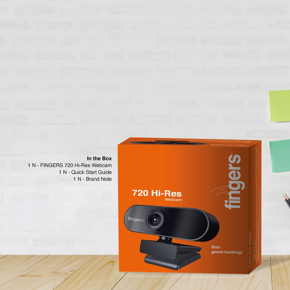 FINGERS 720 Hi-Res Webcam with 720p Wide Angle Lens and Built-in Mic