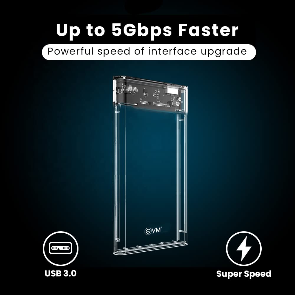EVM 2.5" SATA SSD Casing USB 3.0 - Transparent Case Cover