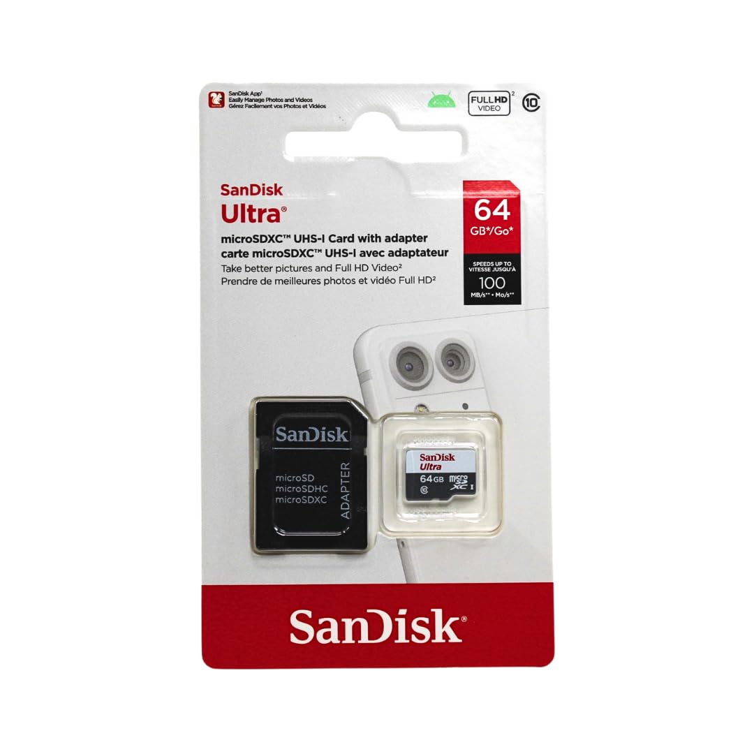 SanDisk Ultra MicroSDXC 64 GB UHS-I Class 10 Memory Card + SD Adapter