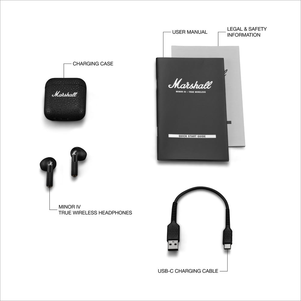 Marshall Minor Iv Wireless in Ear Earbuds - Black