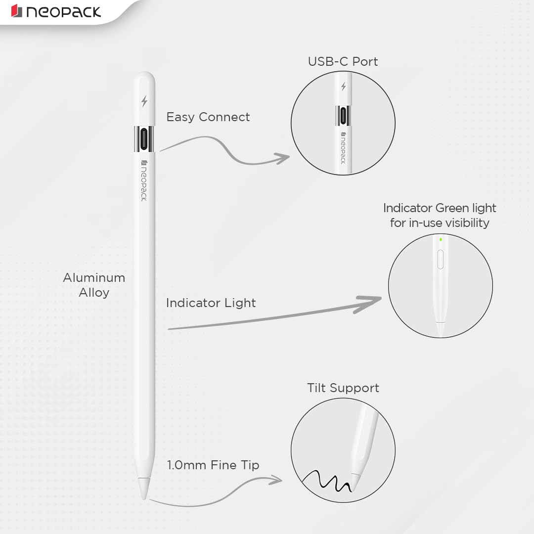 Neopack Tilt Technology Magnetic Sketch Pencil with USB-C Charging Port