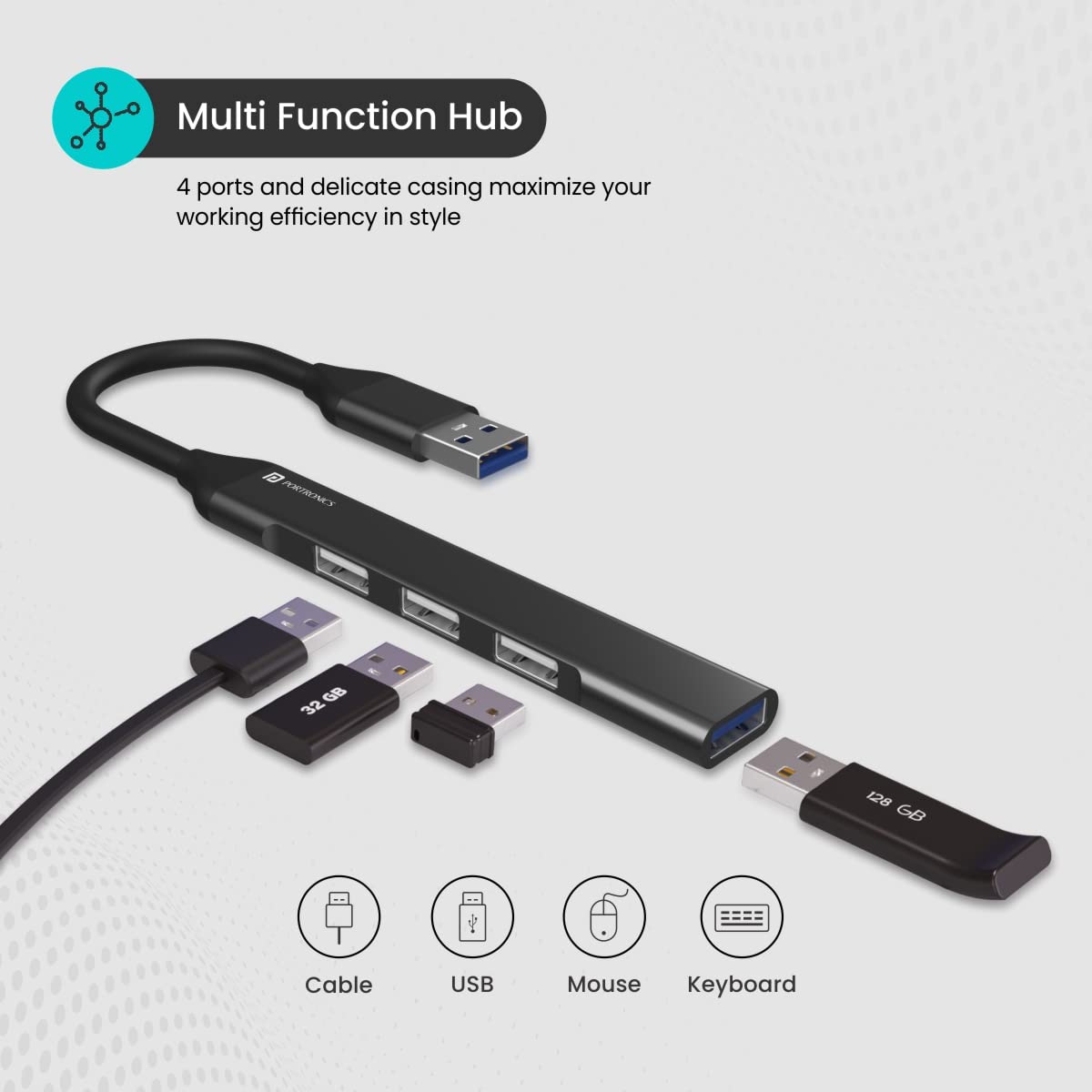 Portronics Mport 31 USB Hub Dock (4-in-1)