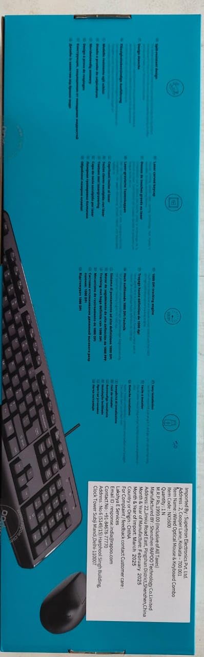 RAPOO NX1600 Keyboard & Mouse Wired Combo Black