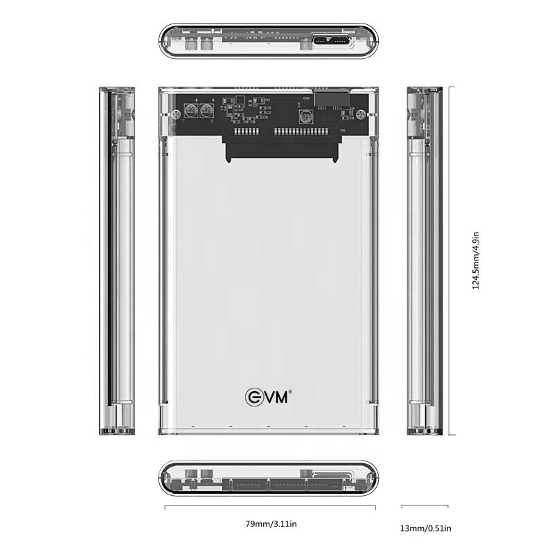 EVM 2.5" SATA SSD Casing USB 3.0 - Transparent Case Cover