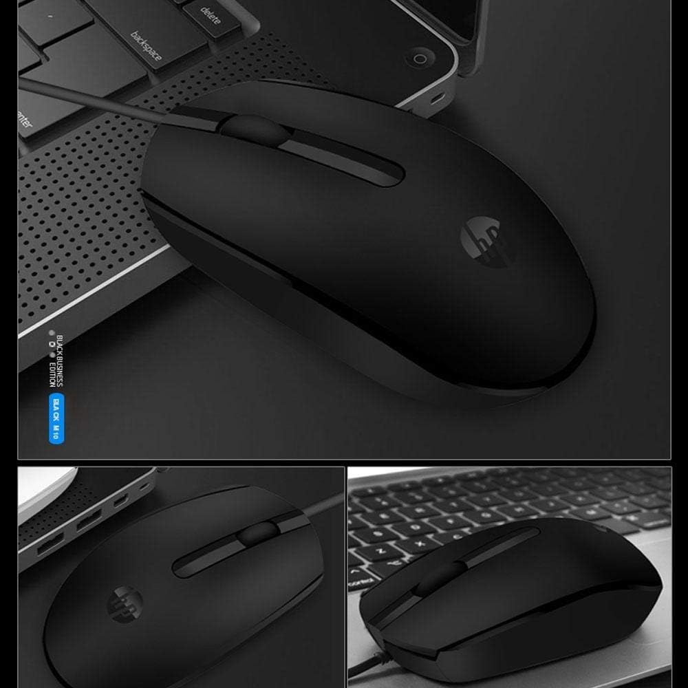 HP M10 Wired Mouse with 3 Buttons High Definition 1000DPI Optical Tracking (Black)