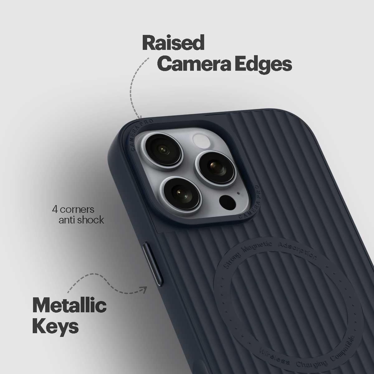 Stuffcool Rims Silicone case for iPhone 16 pro max | Navy
