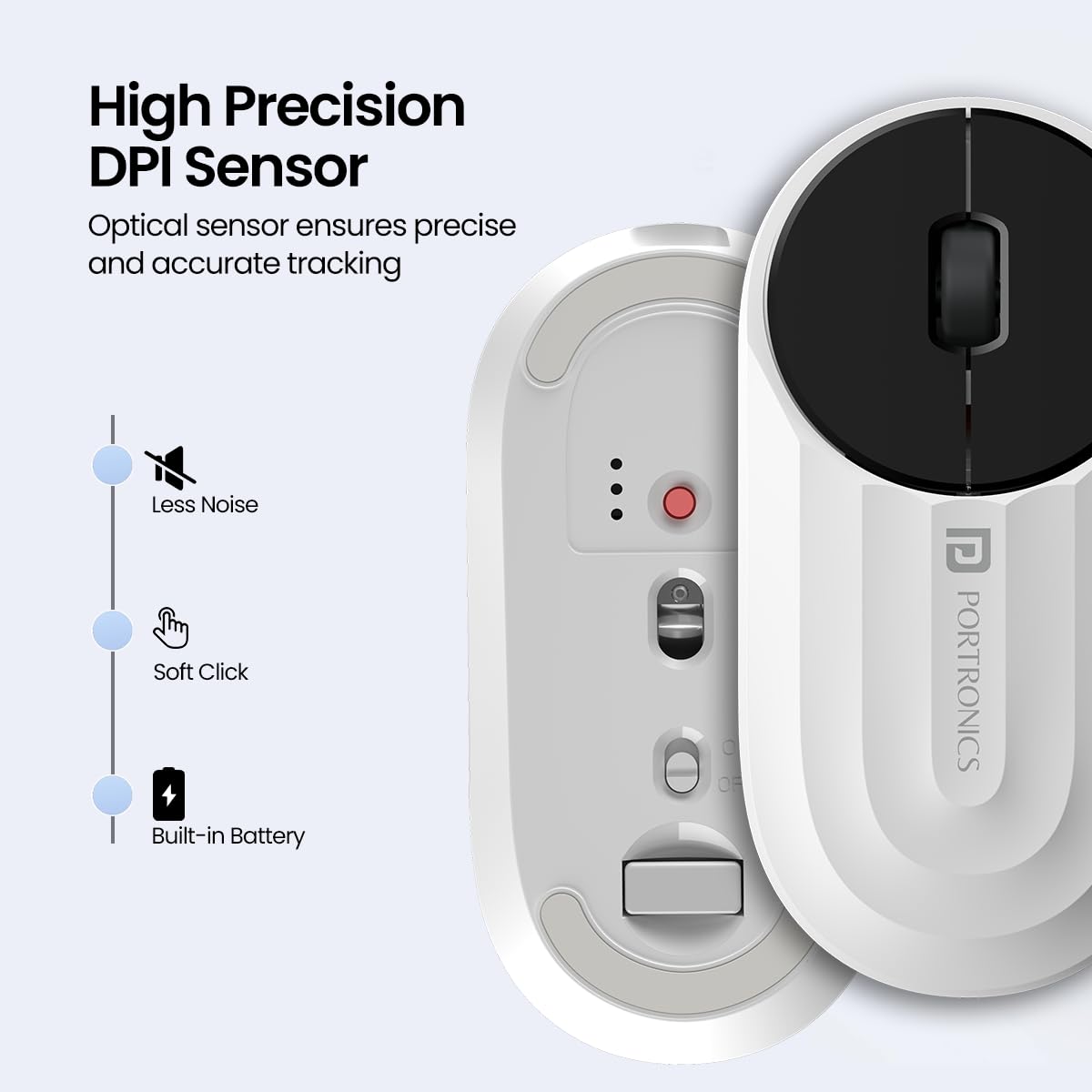 Portronics Toad 6 Bluetooth Wireless Mouse with 2.4 GHz USB Receiver