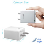 Portronics Adapto ONE POR-1103 3A Fast Charging Adapter with 1M Type C Cable (White)