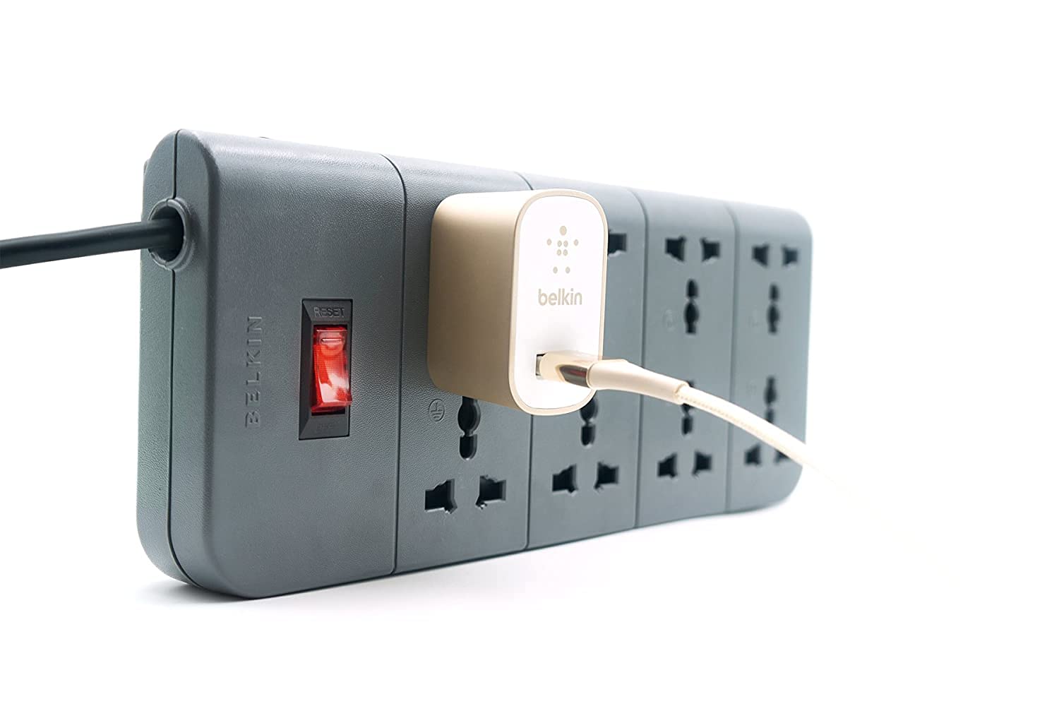 Belkin 8-Socket Extension Board with Surge Protector Universal Socket (2-Meter)