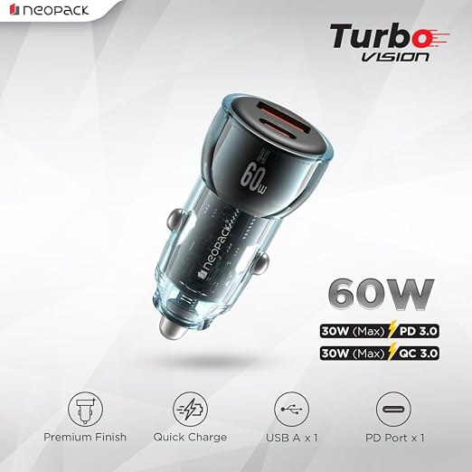 Neopack Turbo Vision 60W Car Charger (Blue)