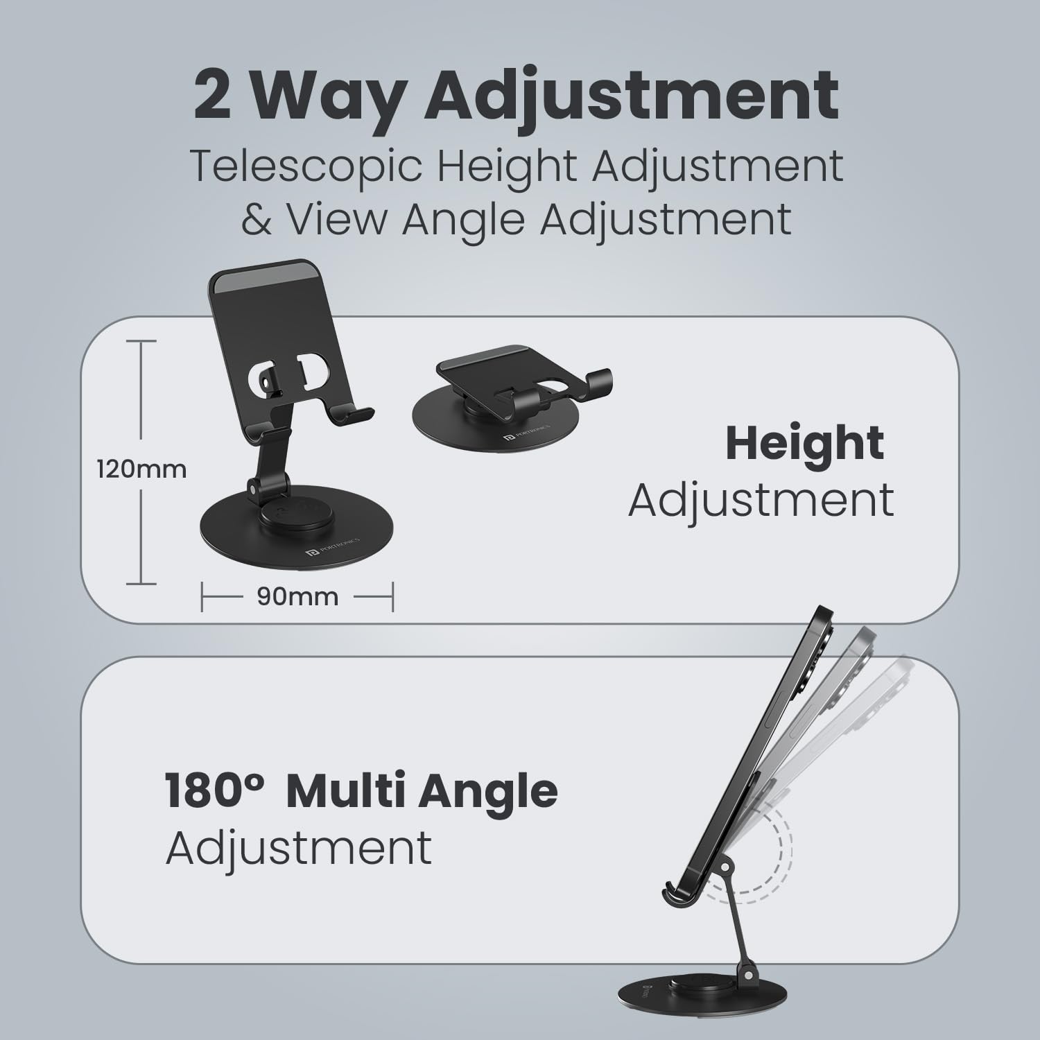 Portronics Mobot 4 Universal Mobile Holding Stand with 360°Rotatable & Height Adjustable