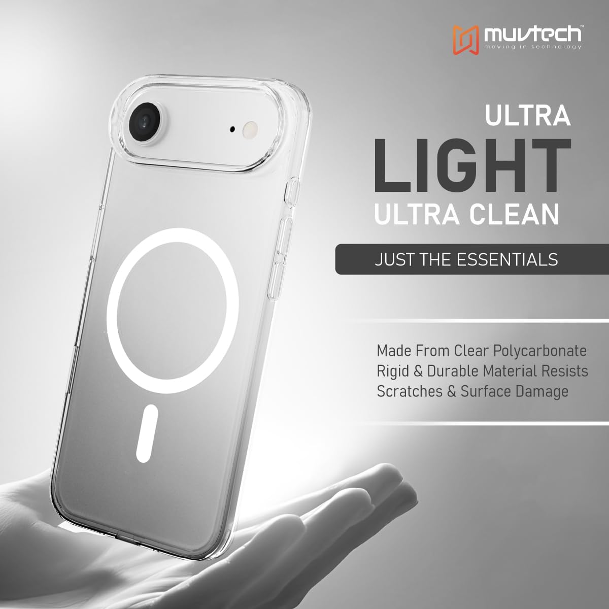 Muvtech Clearvue Case Compatible with iPhone 17 Air - Clear
