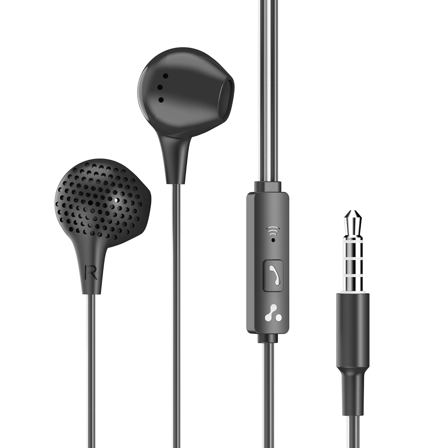 Ambrane Wired Earphones with Mic EP 83  | 3.5Mm Audio Jack | 14Mm Driver for HD Sound & Deep Bass | Tangle-Free 1.2M Cable | in Ear Comfort Fit | Compatible with Mobiles, Tablets, Laptops, Pcs