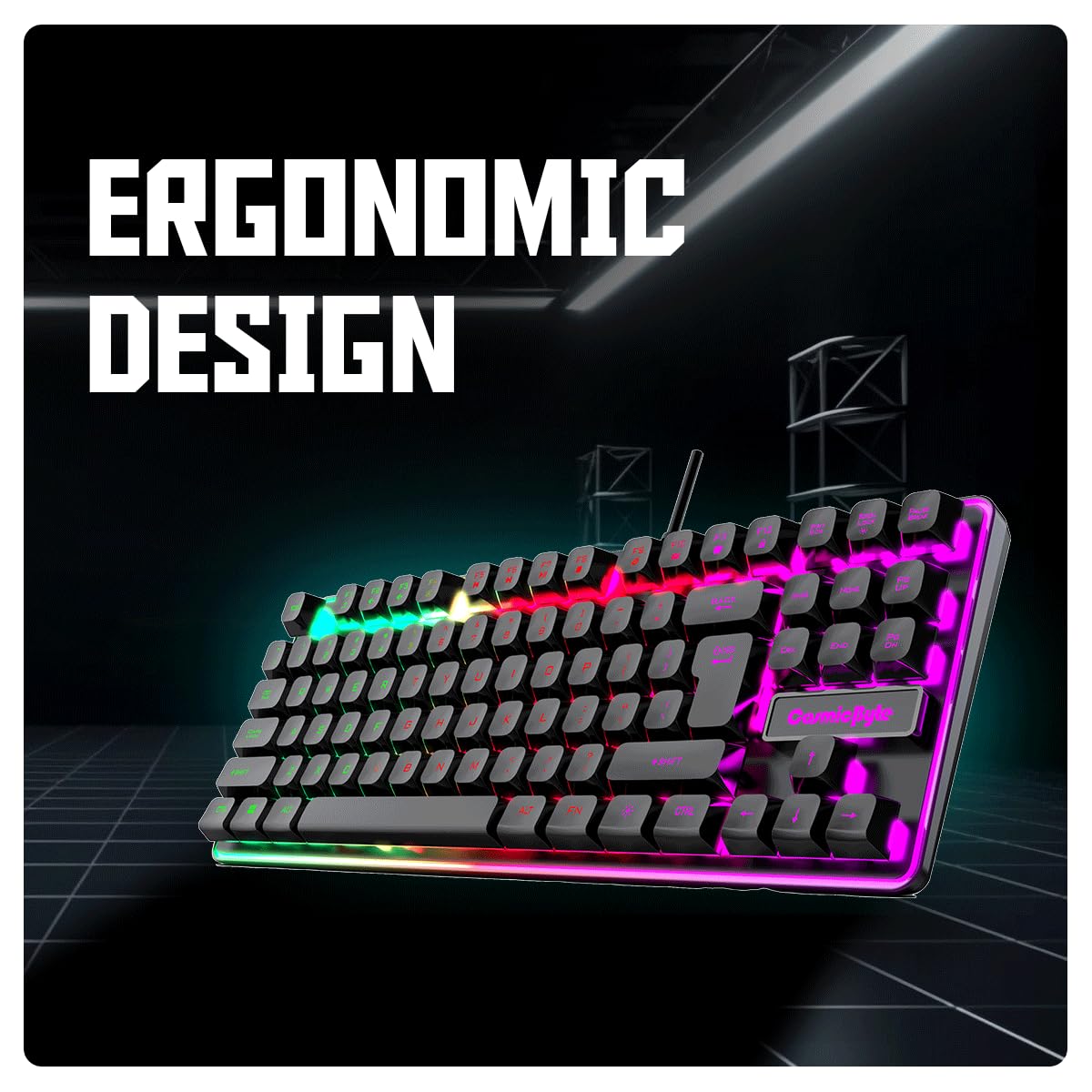 Cosmic Byte CB-GK-20 Styx TKL Membrane Gaming Keyboard with Rainbow LED (Black