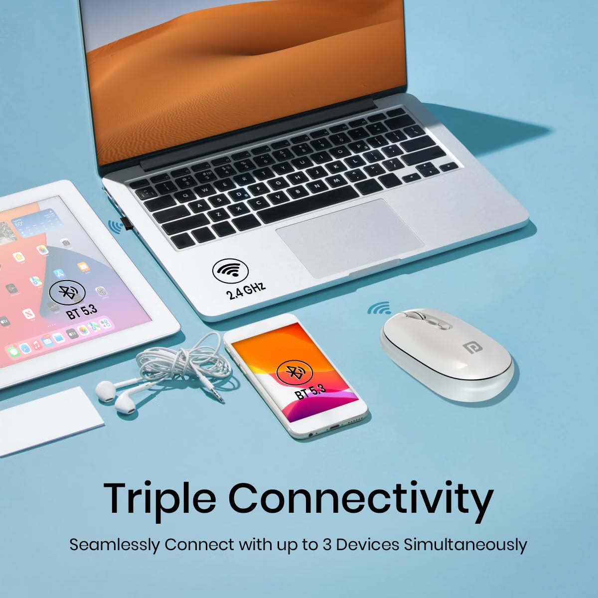 Portronics Toad II Bluetooth Mouse, with Bluetooth 5.0 & 2.4 Ghz Dual Wireless Connectivity