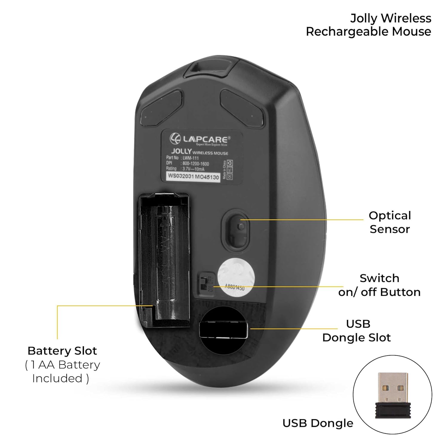 Lapcare Jolly LMW-111 Wireless Rechargeable Mouse
