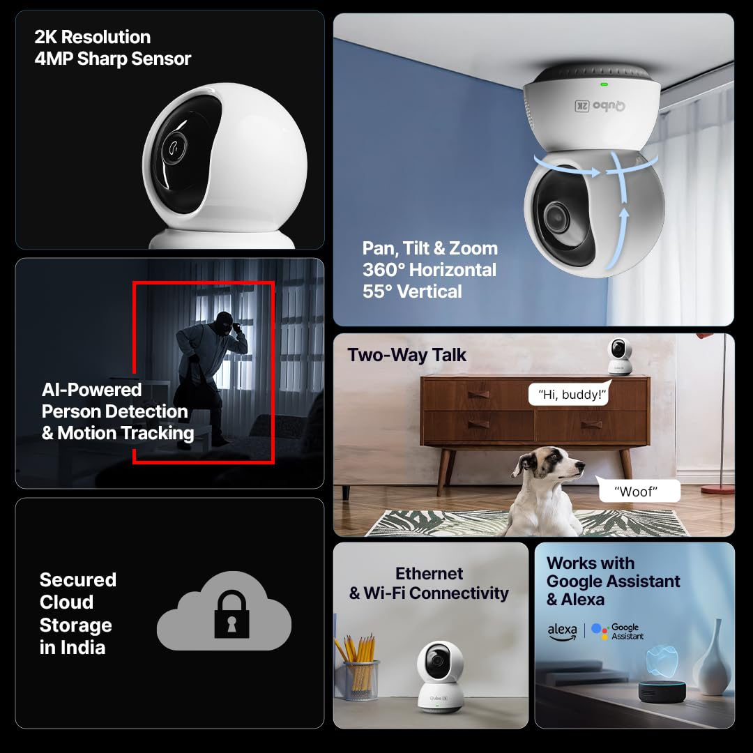 Qubo Smart 360° 4MP [Ultra 2K] Wi-Fi Security Camera by Hero Group
