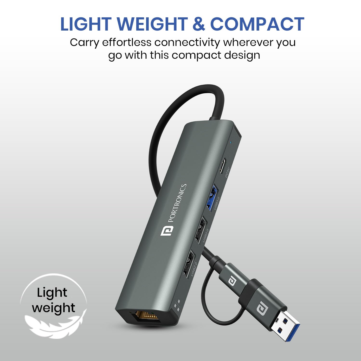Portronics Mport Edge,5 Ports Dual USB Hub Dock