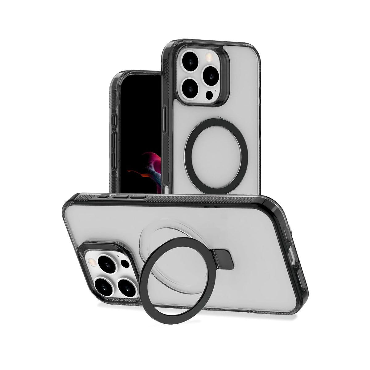 Muvtech Rio SNAP Kickstand TPU Case Compatible for iPhone 16 Pro - Black