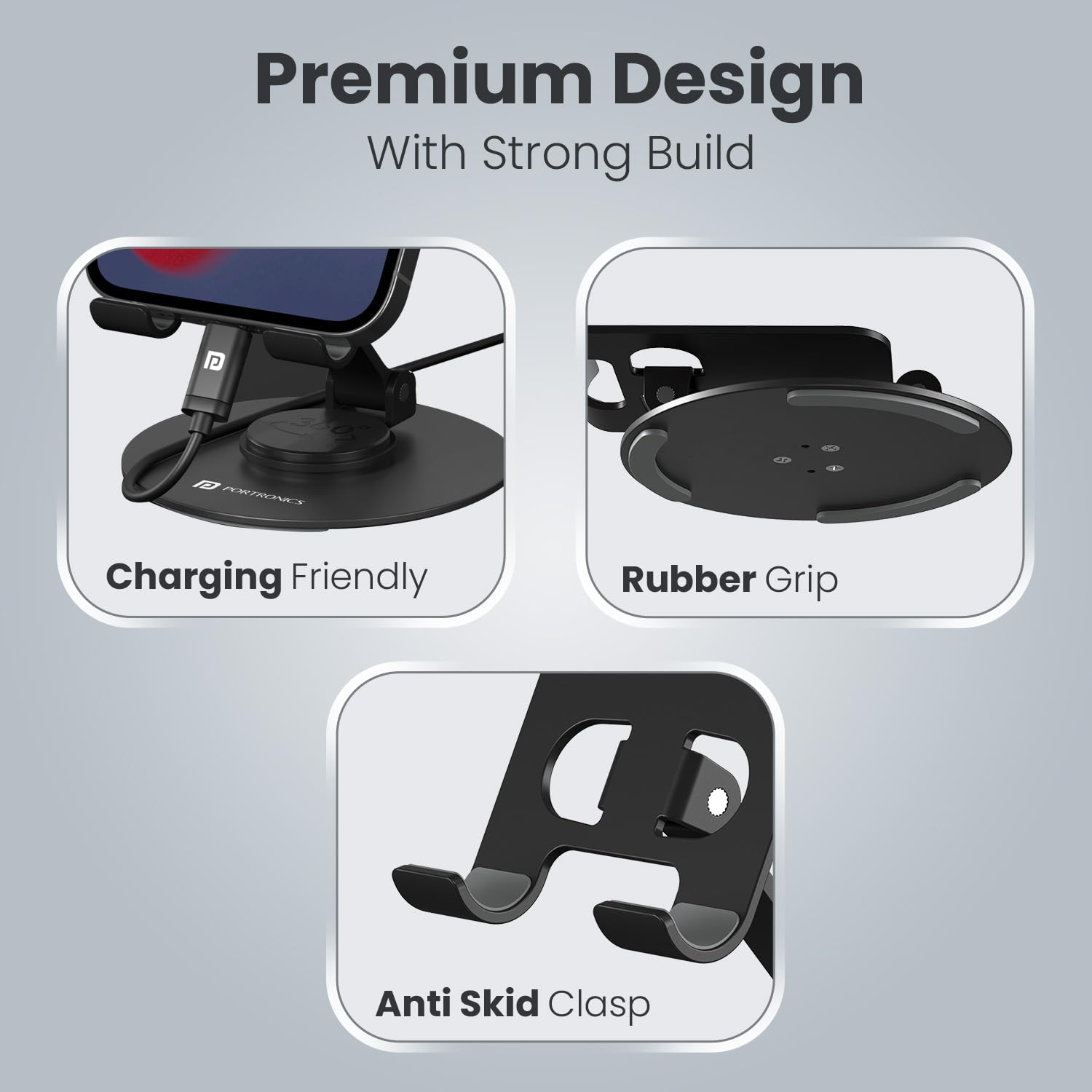Portronics Mobot 4 Universal Mobile Holding Stand with 360°Rotatable & Height Adjustable