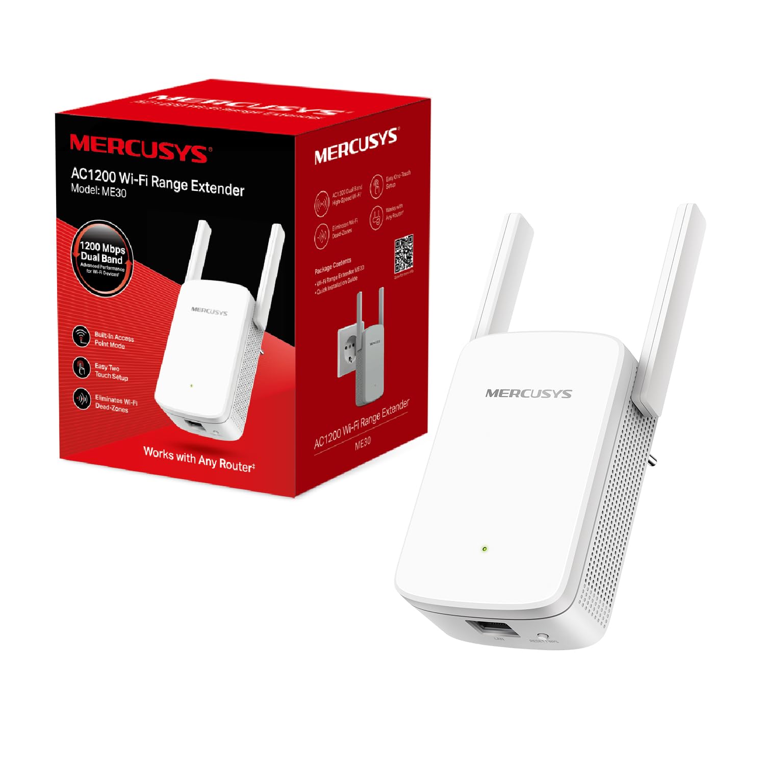 MERCUSYS AC1200 Dual Band Wi-Fi Range Extender (ME30)