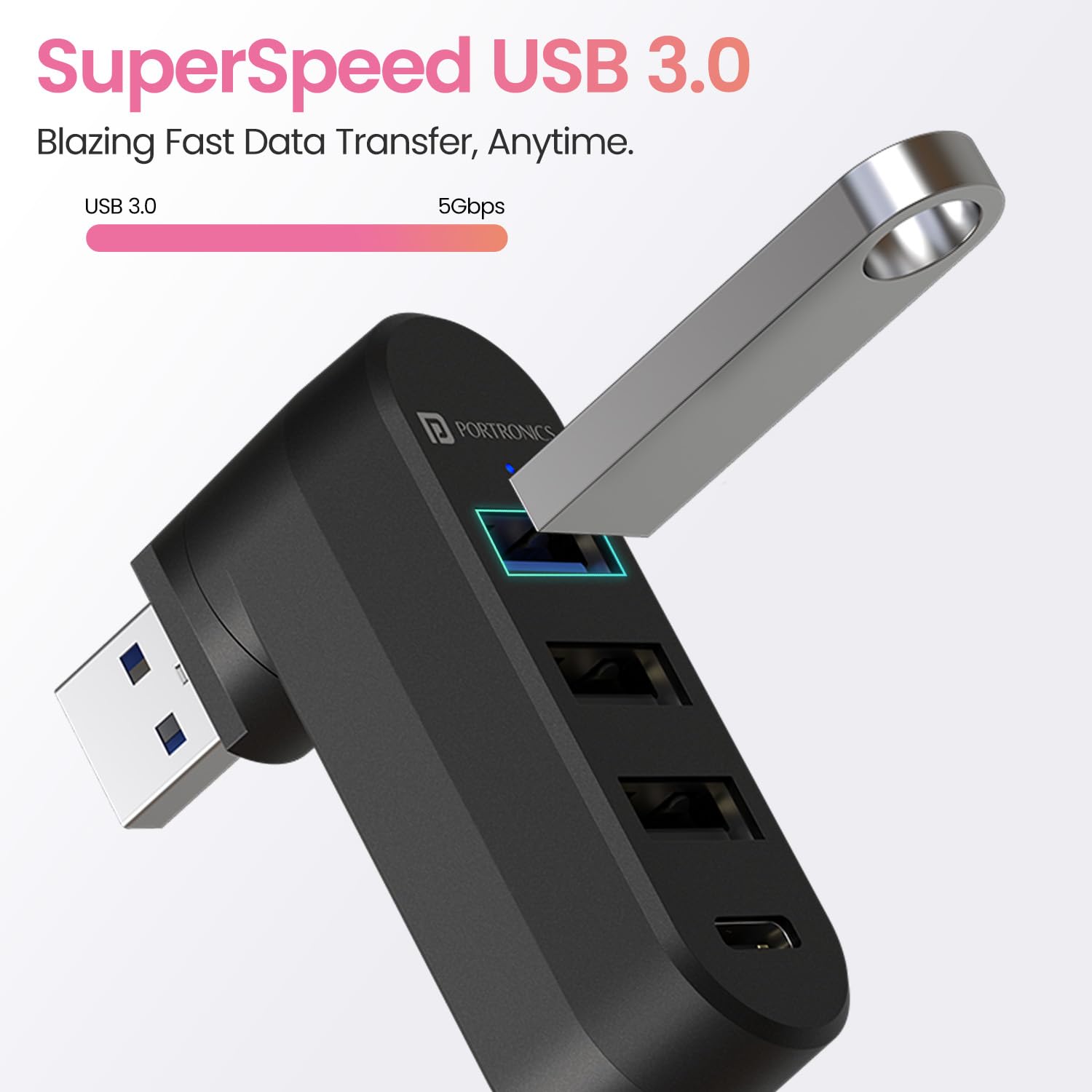 Portronics MPort Spin 4-in-1 USB Hub