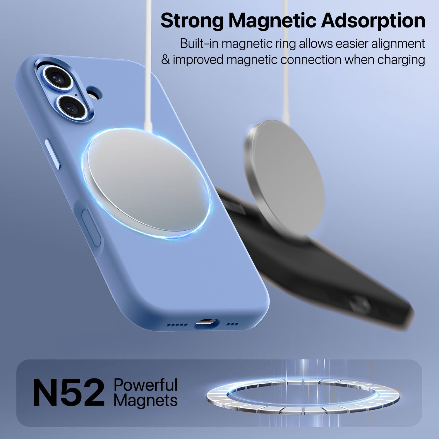 Vaku Luxos® Liquid Silicon Magpro TPU Back Cover Case for iPhone 17 - Sky Blue