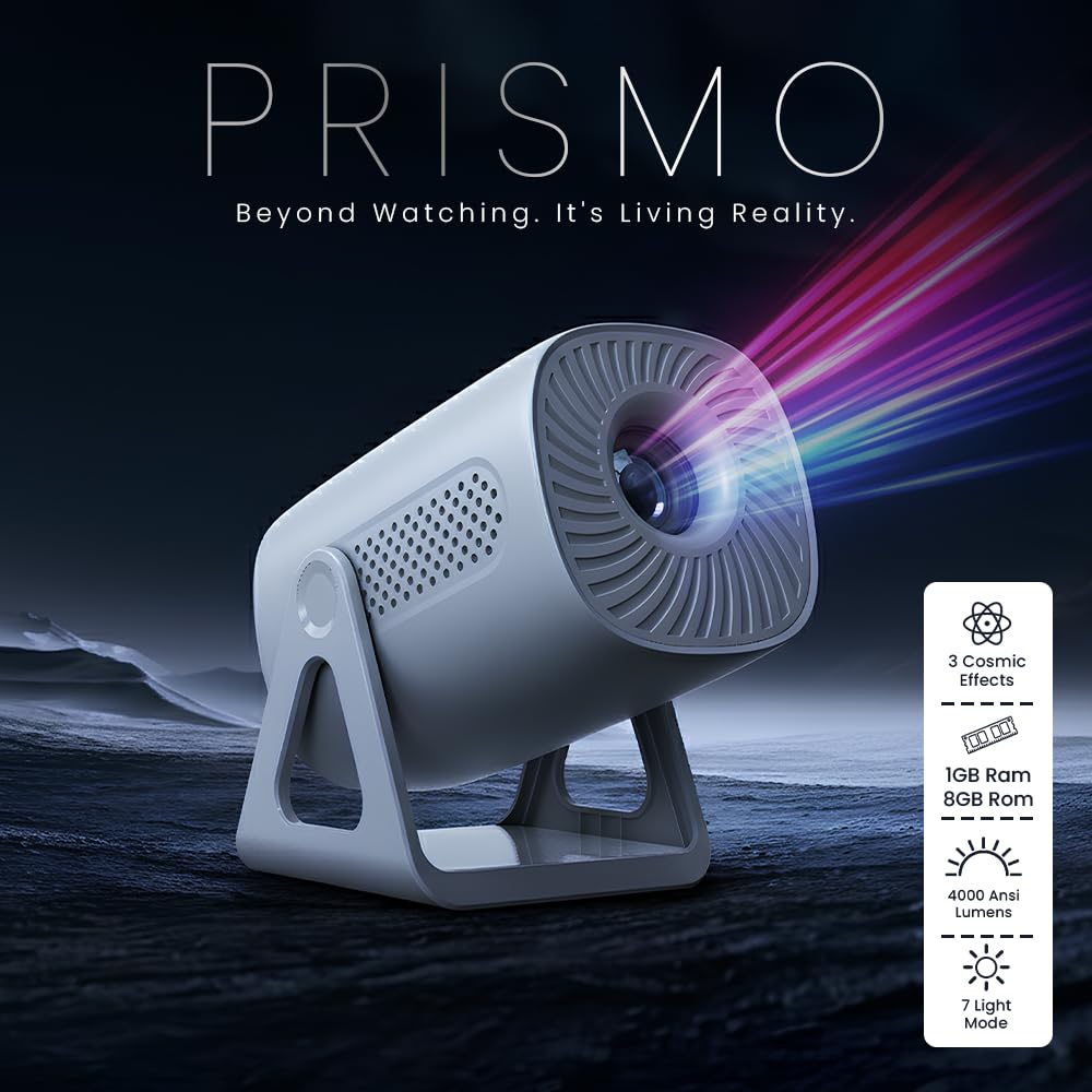 Toreto Prismo Full HD 1080P Smart Projector with WiFi Miracast (Android 12)