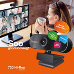 FINGERS 720 Hi-Res Webcam with 720p Wide Angle Lens and Built-in Mic