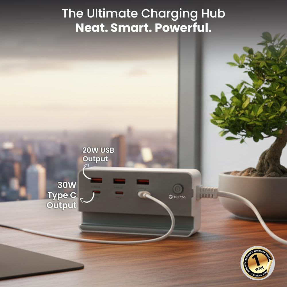 Toreto C6 Hub 30W Multi-Port Power Adapter