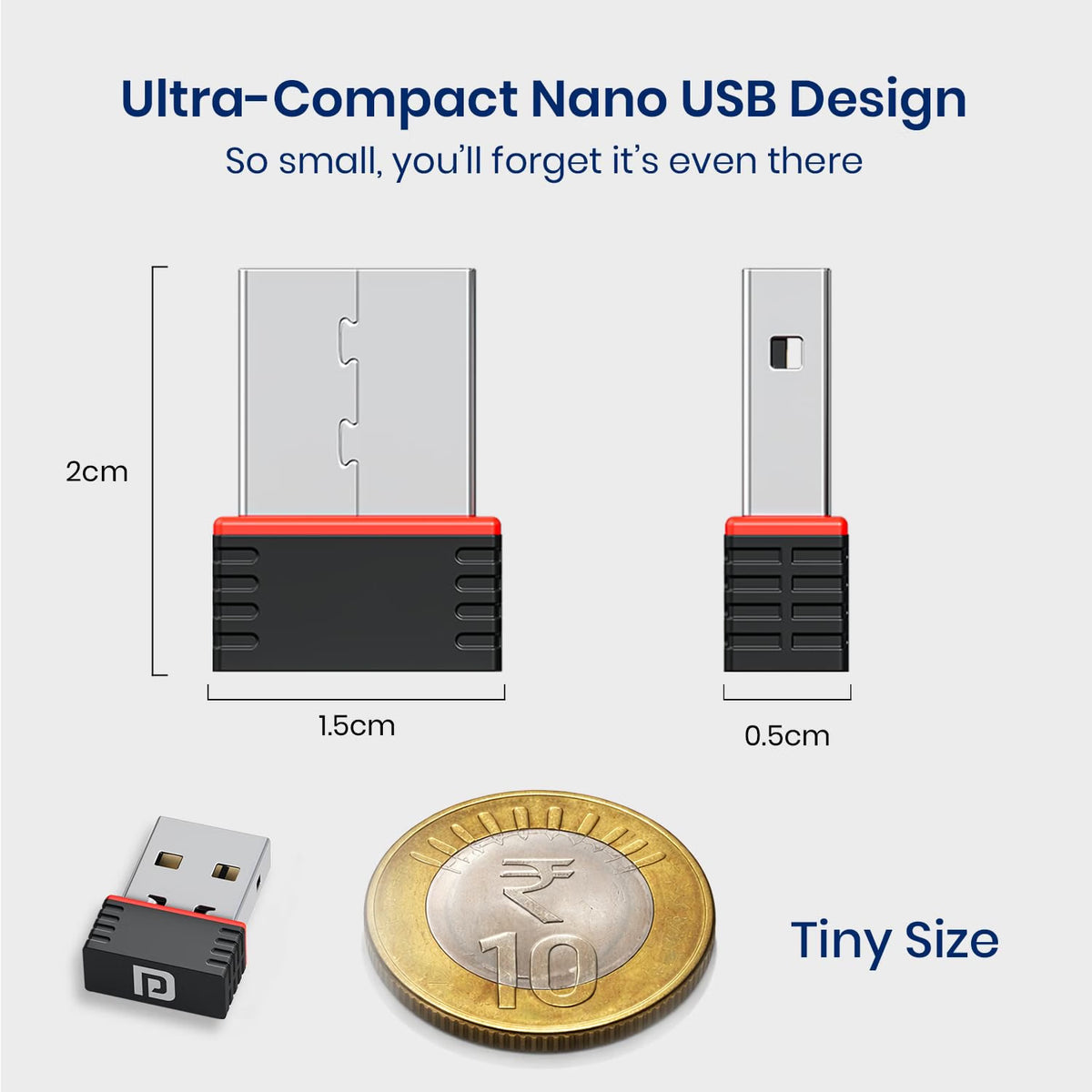 Portronics BlueFi Nano USB Wi-Fi & Bluetooth Adapter, Dual-Band 2.4GHz