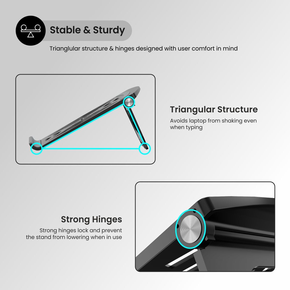 Portronics My Buddy Hexa 5 Laptop Stand with Foldable & Ventilated Design (Laptop Cooling Pad)