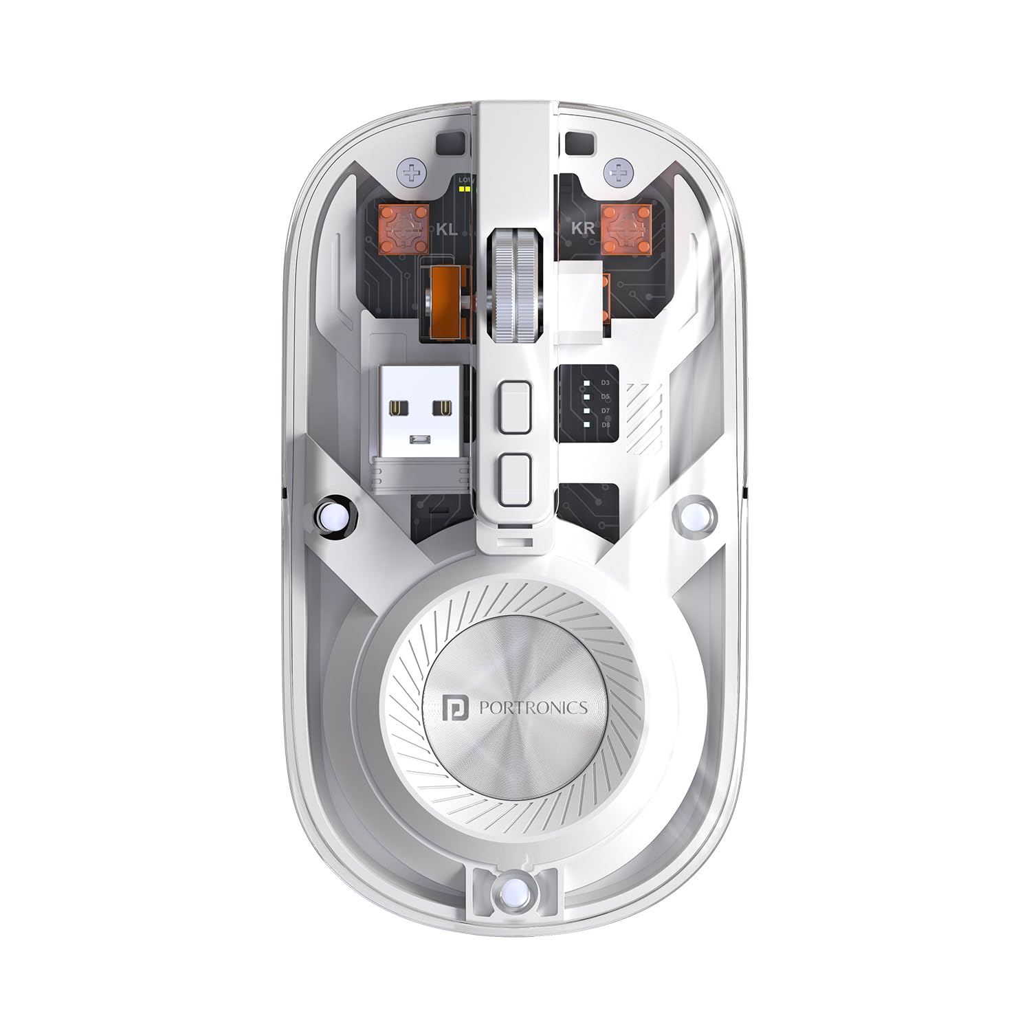 Portronics Toad 8 Transparent Wireless Bluetooth Mouse with Dual Wireless (BT + 2.4 GHz)