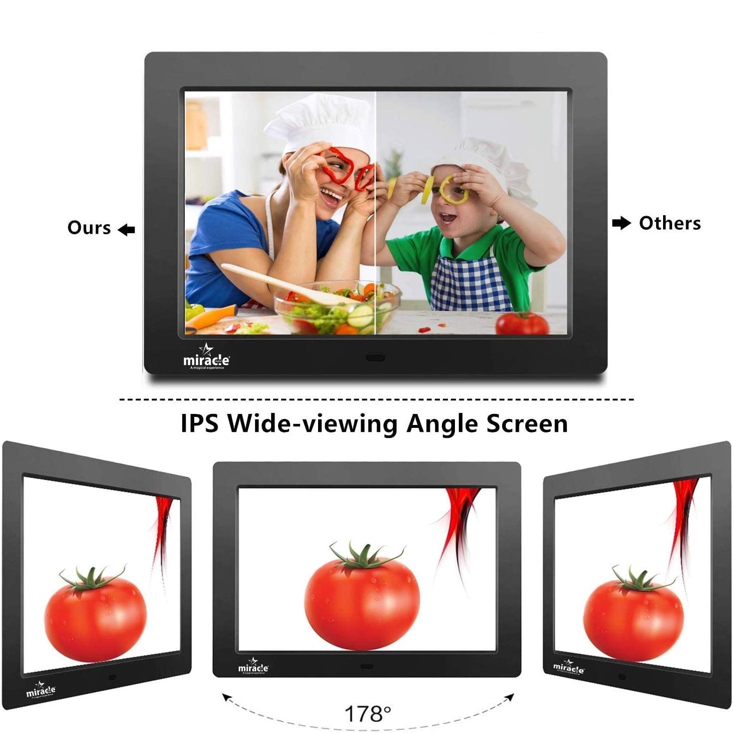Miracle Digital 10'' IPS Digital Photo Frame ,Support SD Built in 8 GB Memory & 2GB RAM