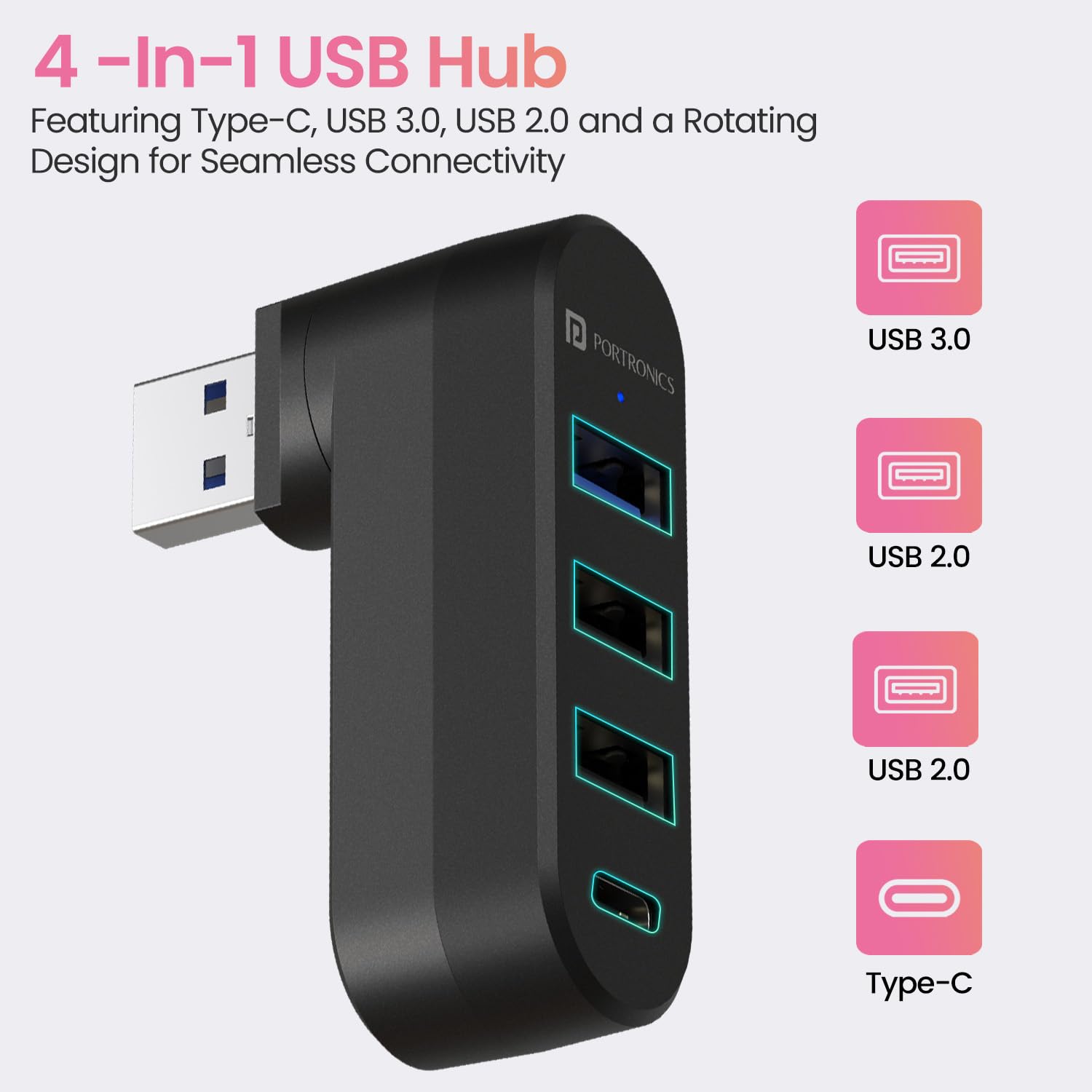 Portronics MPort Spin 4-in-1 USB Hub