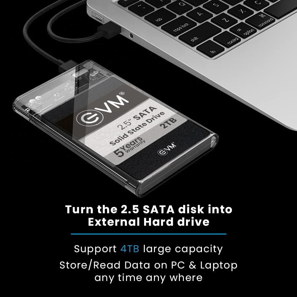 EVM 2.5" SATA SSD Casing USB 3.0 - Transparent Case Cover