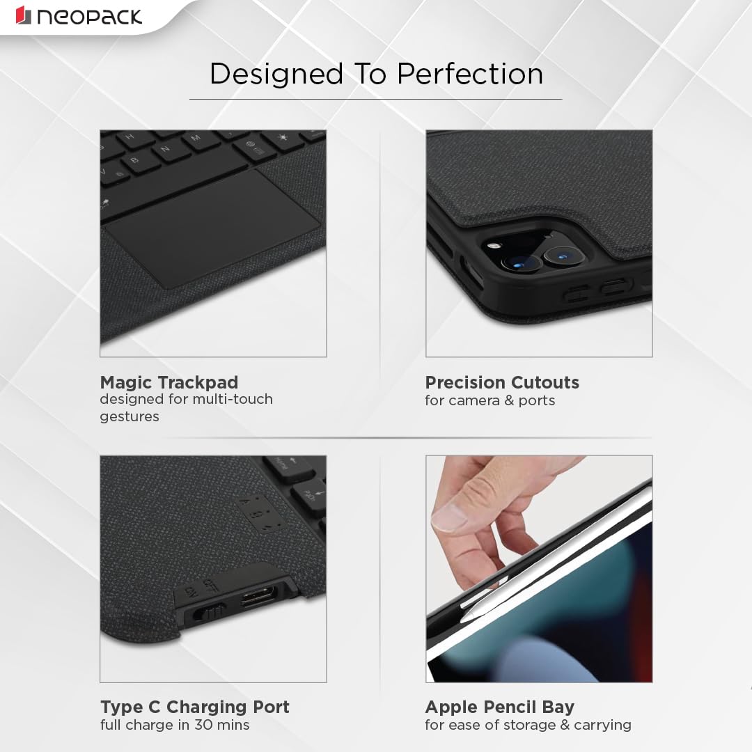 Neopack Magnetic Smart Cover with Detachable Keyboard