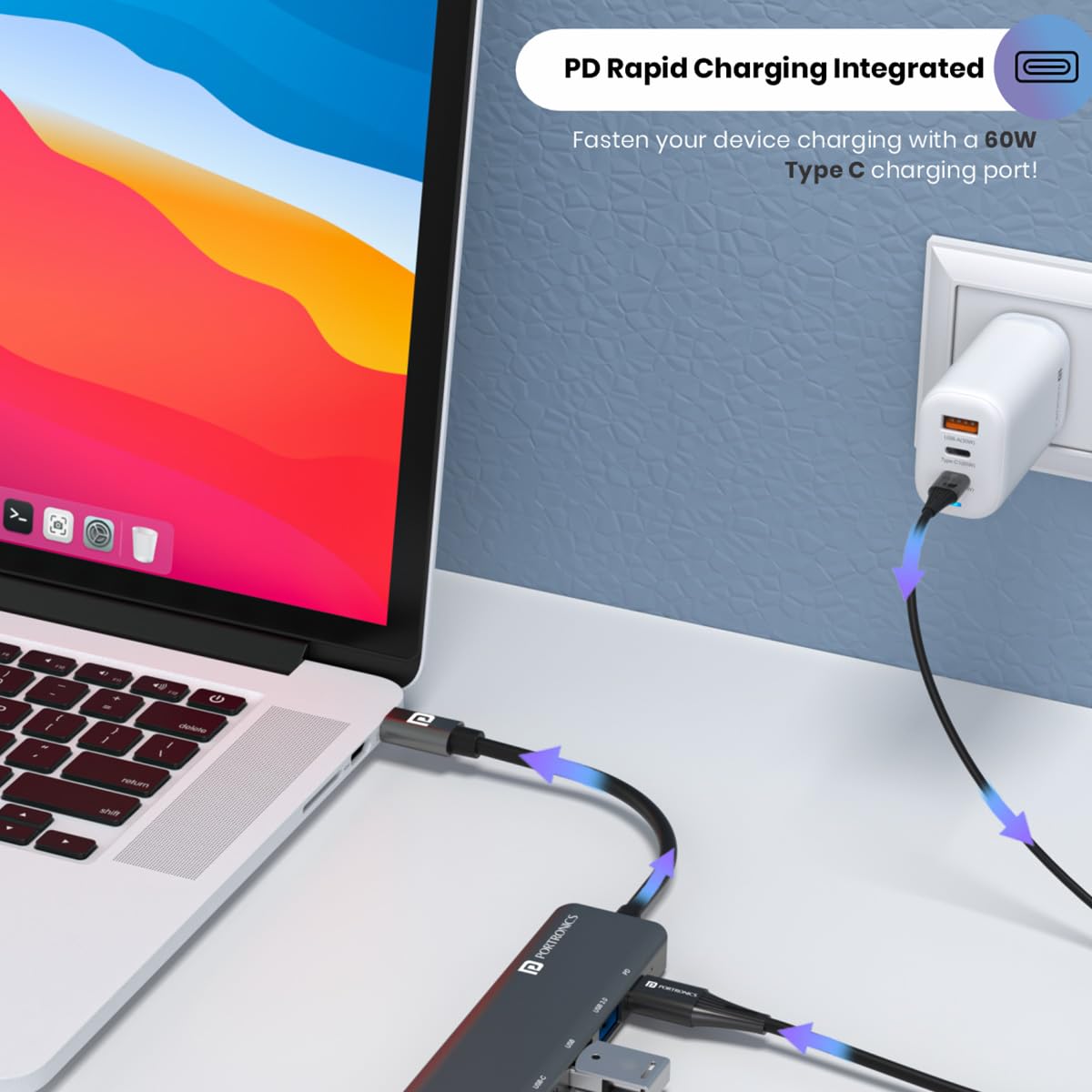 Portronics Mport 52 USB C Hub Dock (7-in-1)