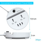 Portronics Power Bun Extension Board with 2 Universal Sockets & 3 USB Ports